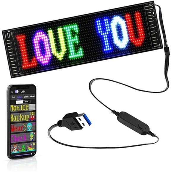 LED Sign for Car, 7''x3'' Flexible LED Display, Programmable LED Matrix Panel, U - Picture 1 of 7
